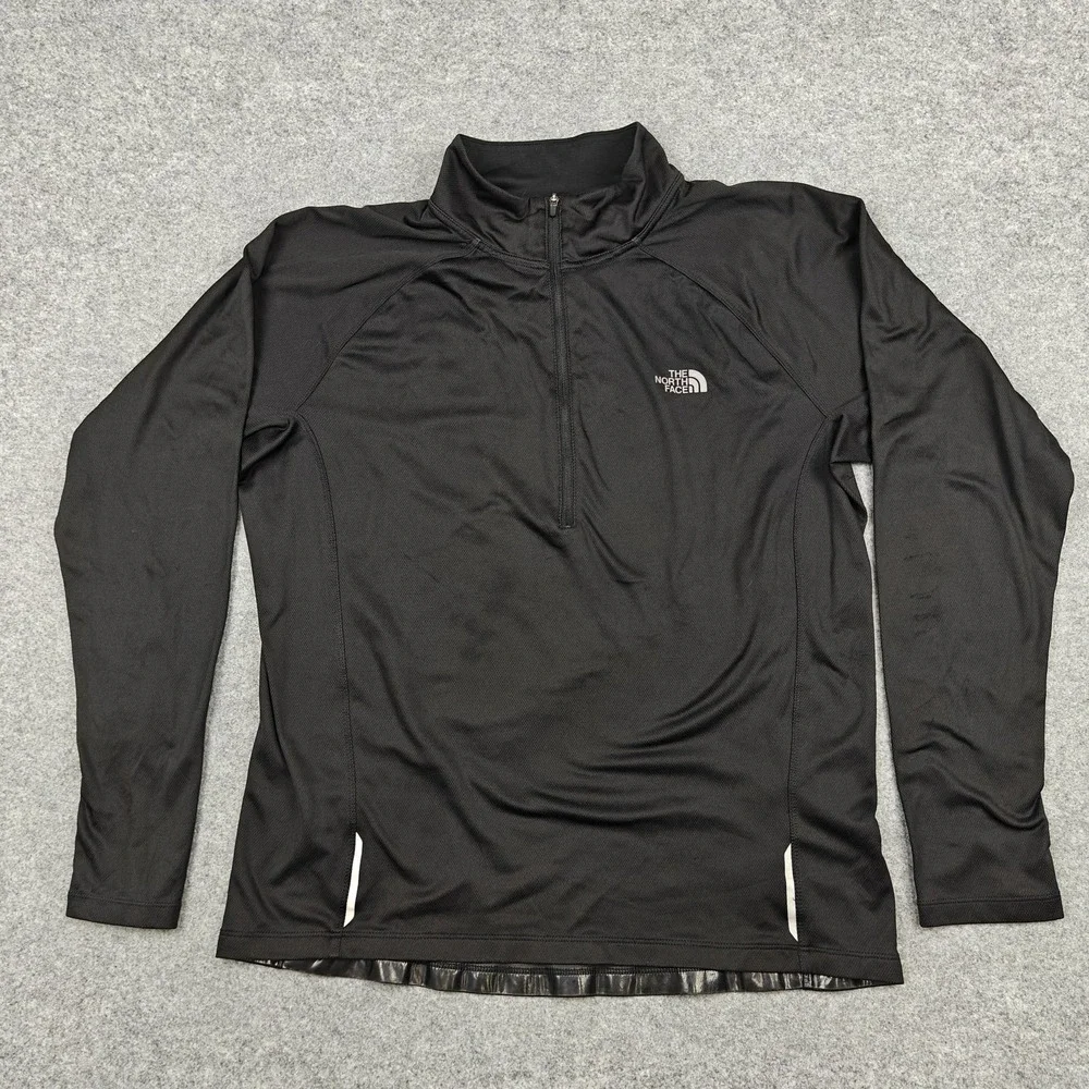 The North Face Pullover Mens Large Black 1/4 Zip Long Sleeve Running FlashDry